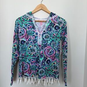 Lilly Pulitzer NWT UPF 50+ Harmon Hoodie in Multi The Swim, Size XXS.
